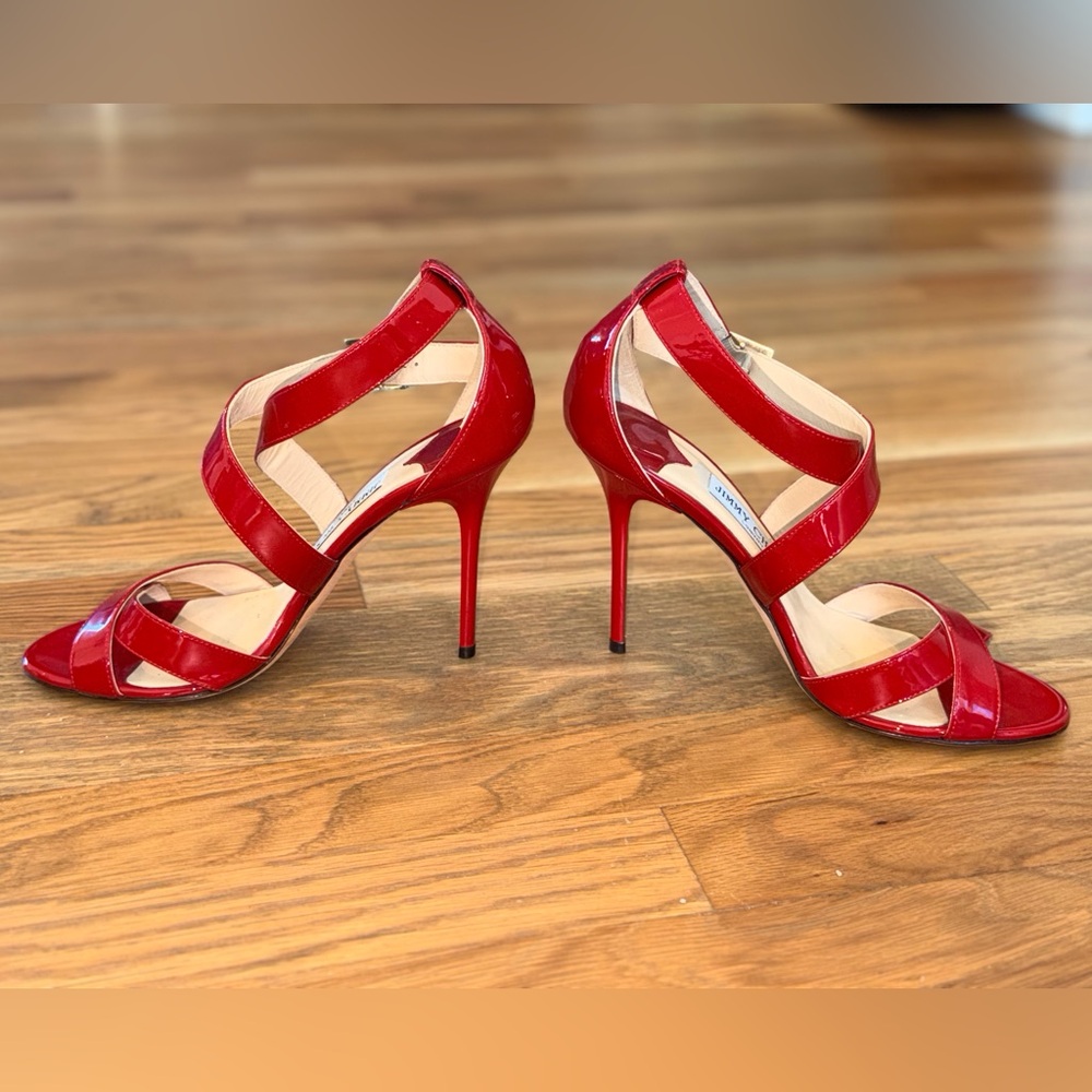 Jimmy Choo Red Strappy Heels Great Condition